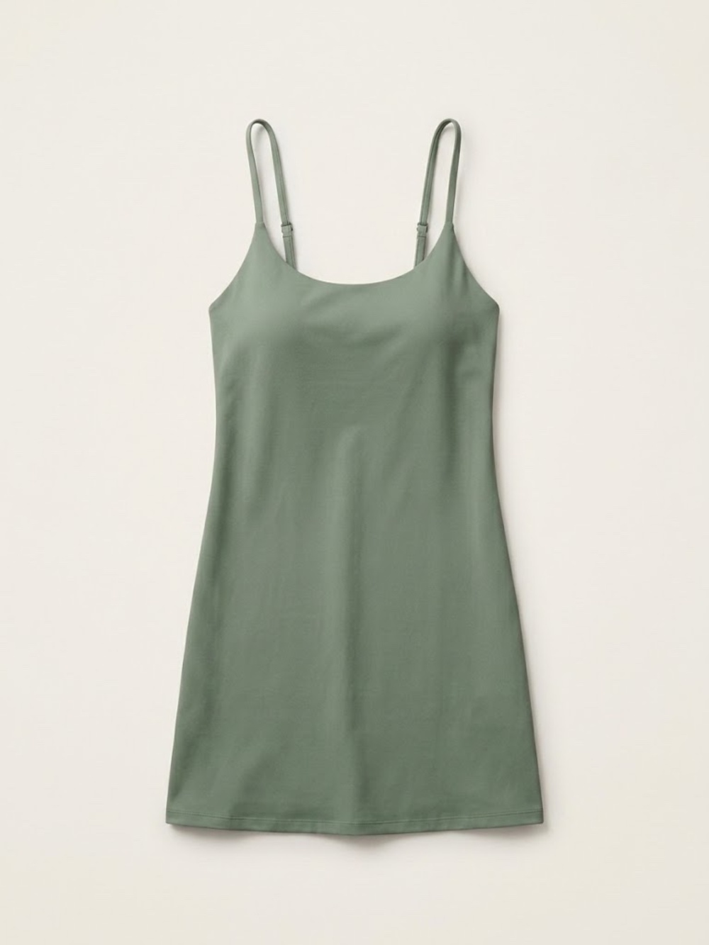 Sage Green Athletic Exercise Dress with Built-in Shorts & Pockets | Size L
